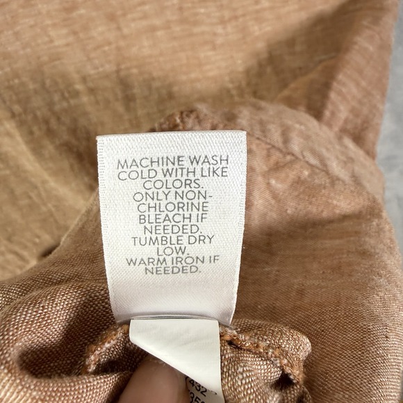 J Jill 100% Linen Dress Size Small Petite Tan/Orange Beach Vacation Pockets - Picture 8 of 15